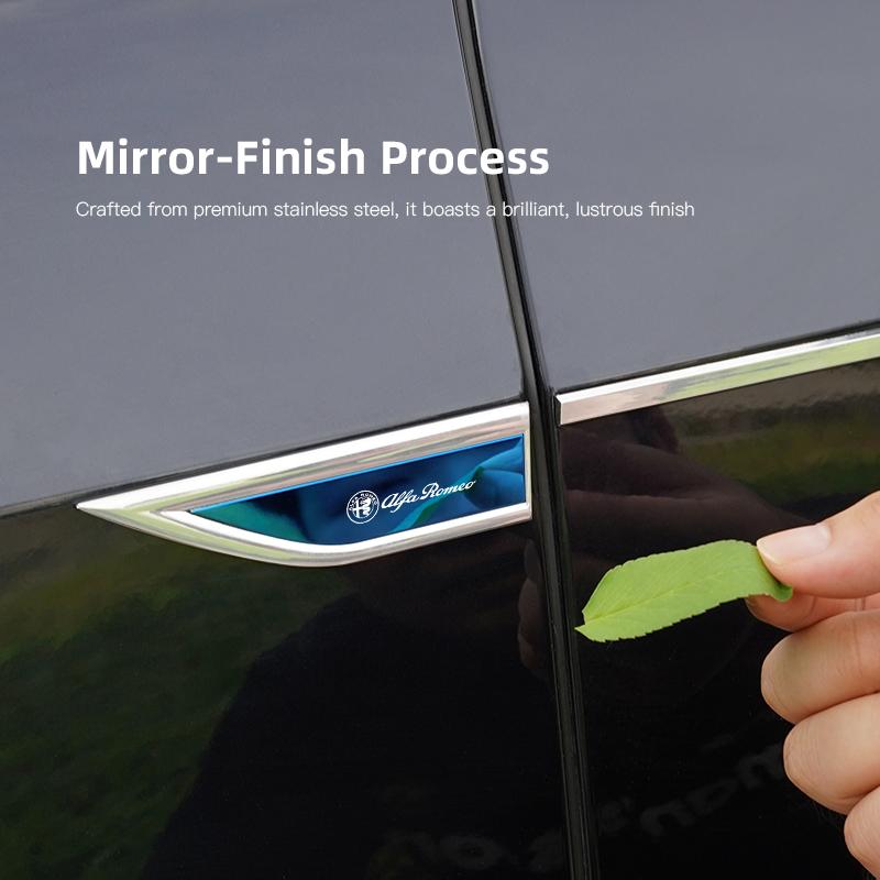 2026 Hot Alfa Romeo 3D Metal Car Leaf Board Side Sticker Auto door Label Body Decorative Blade Decals For Alfa Romeo 4C 159 166