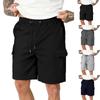 Men's Multi-pocket Cargo Shorts, Loose-fitting Casual Athletic Pants, Straight Leg, Five-point Pants