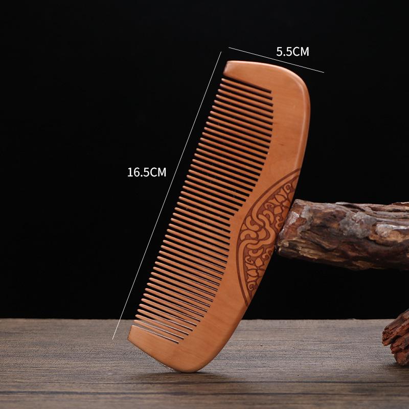 Engraved Extra Thick Dual-Sided Peach Wood Comb