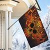2D Flach - 2D Flach - 1 Stk. 2D Flach, Dekorative Fahne, Flammenschädel Geprägtes Muster Einseitig Bedruckte Flagge, Retro Gothic Stil Wandteppich