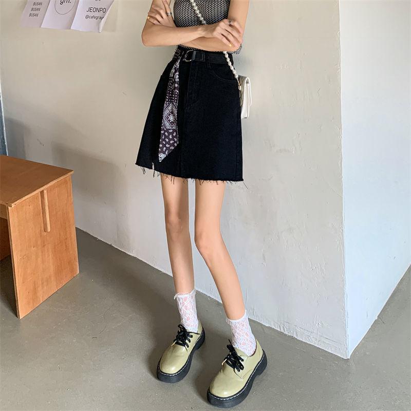 Юбка-трапеция Модная тенденция Y2k Jean Summer Ins Design Sense Slit Высокая талия — фото 6