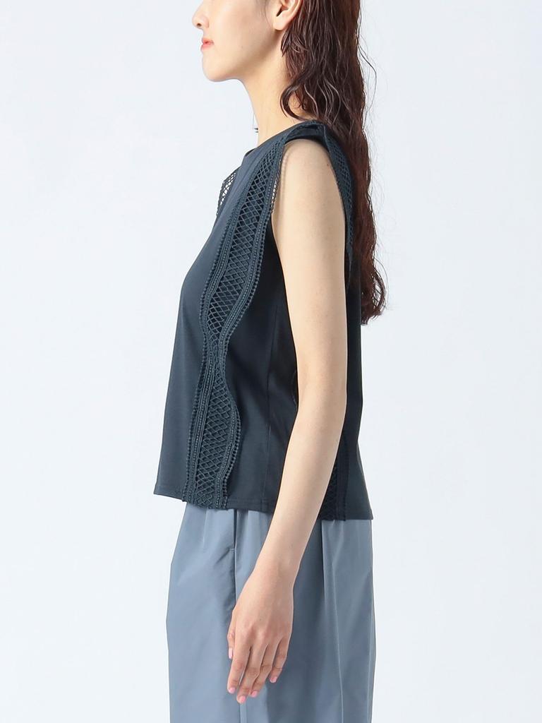 Beams Heart Tee Lace Sleeveless Pullover Navy One Size S/S Women's