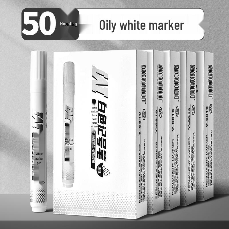 White Waterproof Quick-Dry Oil-Based Tire Marker Pen, Fade-Resistant Fine and Broad Points for Labeling.