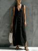 2026 European and American women's clothing summer loose cotton and linen V-neck button sleeveless long dress