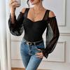 Kadın Moda Günlük Düz Renk Baskılı Bahar Sonbahar Uzun Kollu V Yaka Body