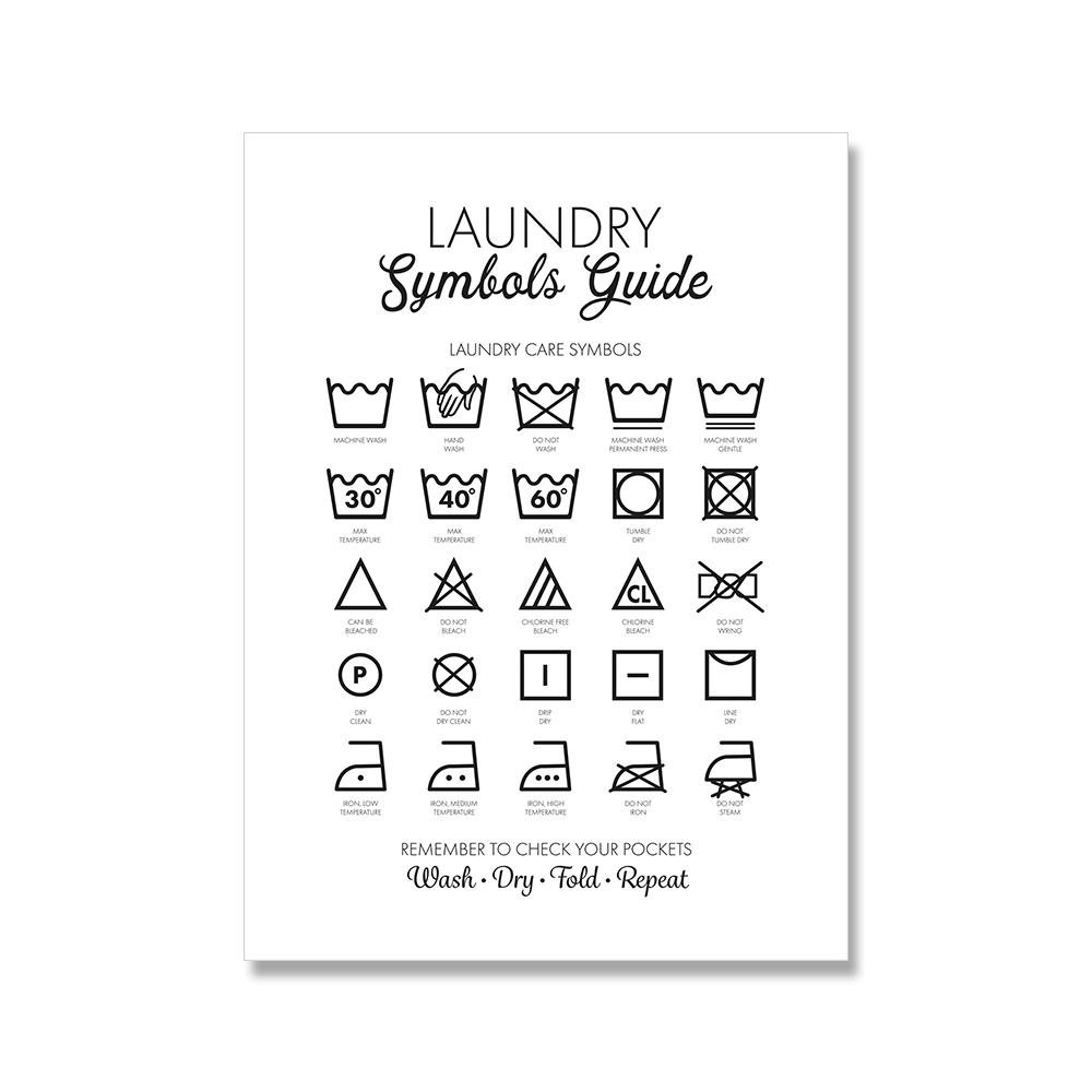 Wäsche heute oder morgen nackt Drucke Wäschezeichen Leitfaden Kunst Leinwand Malerei Druck Poster Waschküche Wandbild Dekor Kein Rahmen