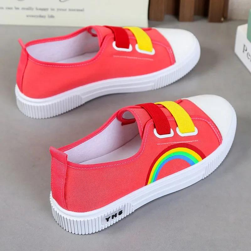 Zapatos De Mujer Women Classic Round Toe White Canvas High Quality Anti Skid Slip on Flat Shoes Lady Black Shoes A1457