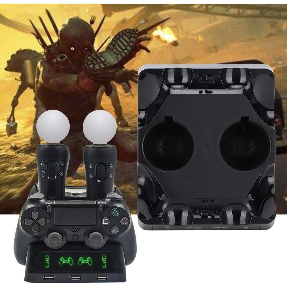 Stacja ładująca kontrolera PS4, stacja dokująca do szybkiego ładowania kontrolera ruchu PS4 VR Move z diodą LED, kompatybilna z PS4/PS4 Pro/PS4 Slim
