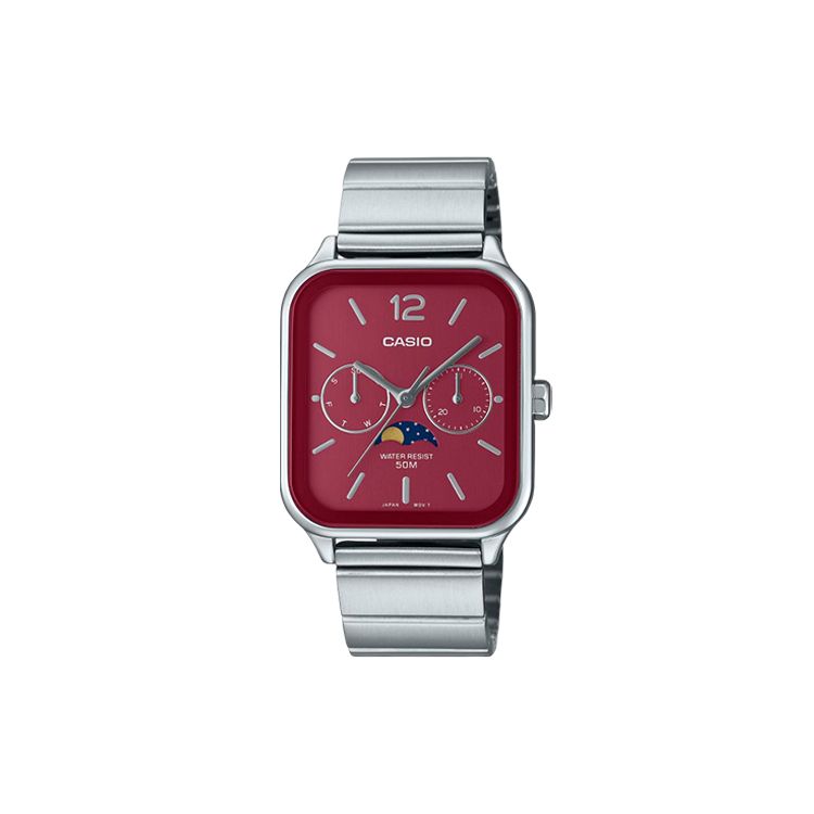 Casio Men's Red Standard Series 50M Water Resistant Quartz Movet Stainless Steel Strap Watch Dial Watches Mtp-M305d-4Av