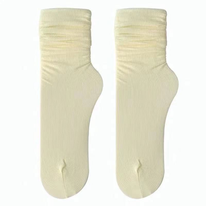 Women's Summer Thin Mesh Breathable Ice Socks, White Trendy Ice Silk Long Socks