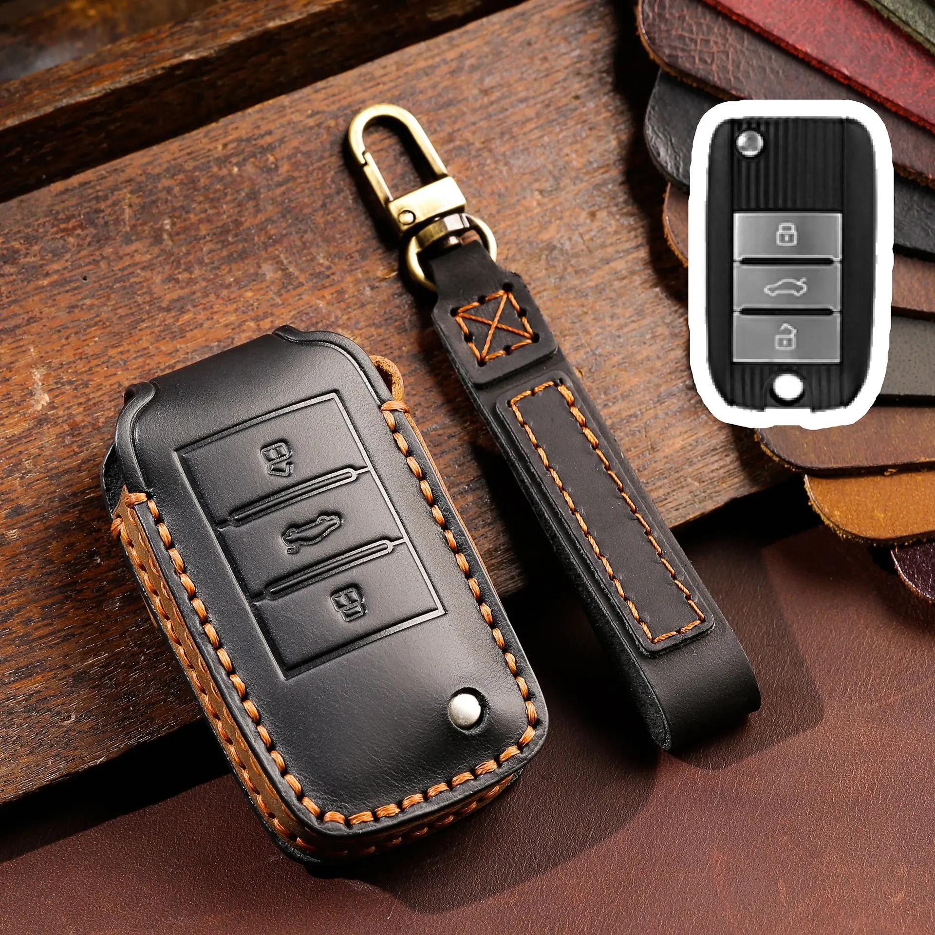 

Leather Car Key Cover Keychain Holder Case Protector for MG ZS EV MG6 EZS HS EHS Roewe RX5 I6 I5 RX3 RX8 ERX5 Flip Remote Shell чорний
