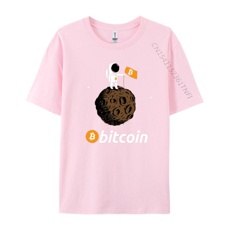 Bitcoin Tshirt Astronaut In Space Tshirts Slim Fit Customized Tshirts Crew Neck Cotton Mens Tops Shirts