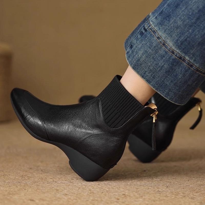 Autumn Winter New Pointed Slope Heel Women's Boots Thick Heel Anti Slip Versatile Simple Comfortable Women's Short Boots