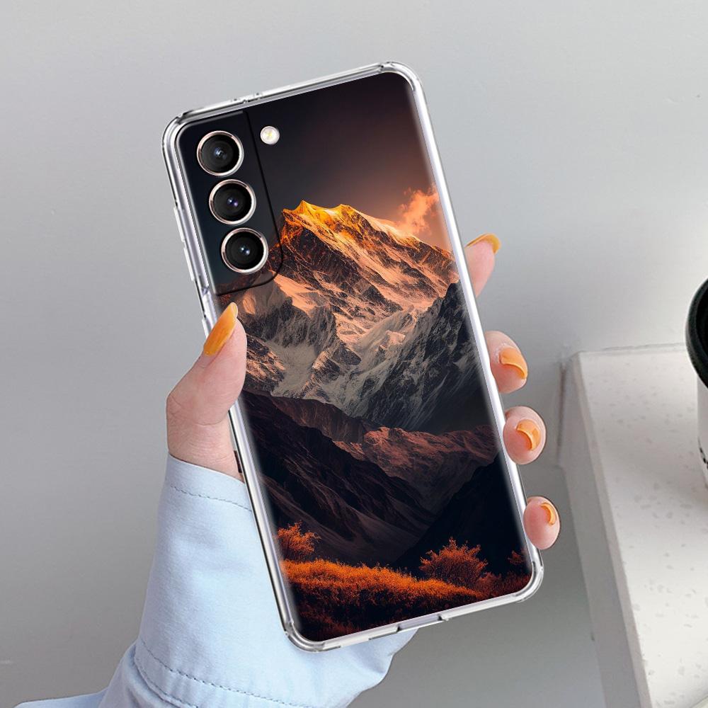 Phone Case For Samsung Galaxy S26 S25 S24 S23 S22 Ultra S20 S21 FE 5G Plus Soft Clear Cover Mountain Peaks Landscape