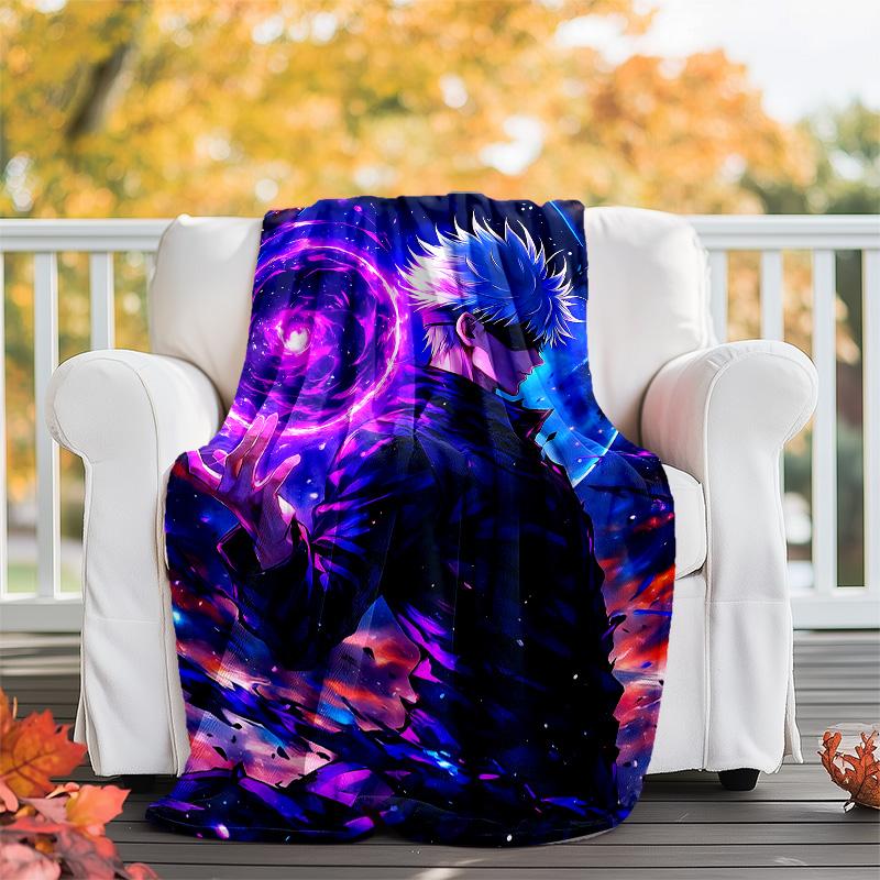 1pc Gojo Satoru (5) Theme Blanket - Digital Print, Polyester, Cozy for All Seasons, Perfect for Outdoor, and Travel