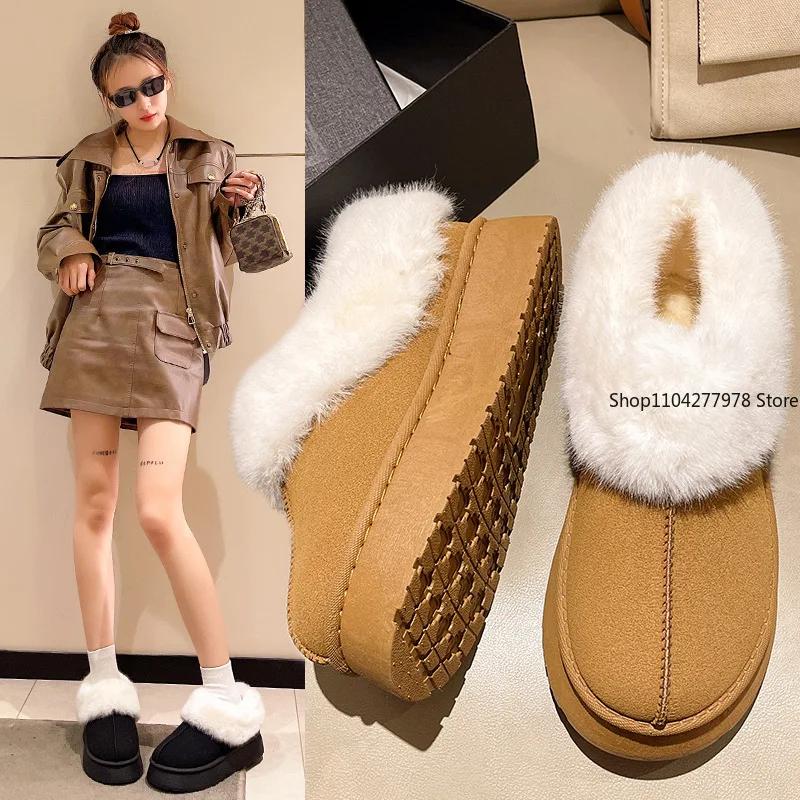 Fashion Winter Warm Boots Women Flats Shoes Short Plush Fur Ankle Snow Boots Casual Shoes Sport Suede Motorcycle Botas Platform Boots