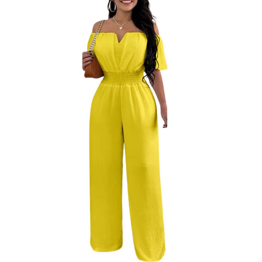 Damen Ein-Schulter V-Ausschnitt Jumpsuit: Locker, Gerade, Vielseitig