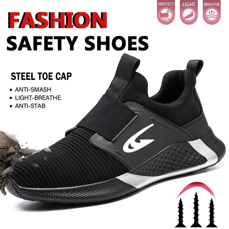Steel Toe Anti-Puncture Men'S Work Shoes Men'S Safety Shoes Lightweight Slip Resistant Shoes Man Breathable Comfortabl Sneaker