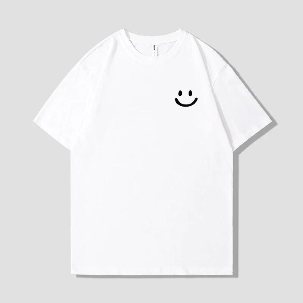2025 Summer Men's and Women's Smiling Face Printed T-shirt 100% Cotton Round Neck Short Sleeve Top Harajuku T-shirt Y2K