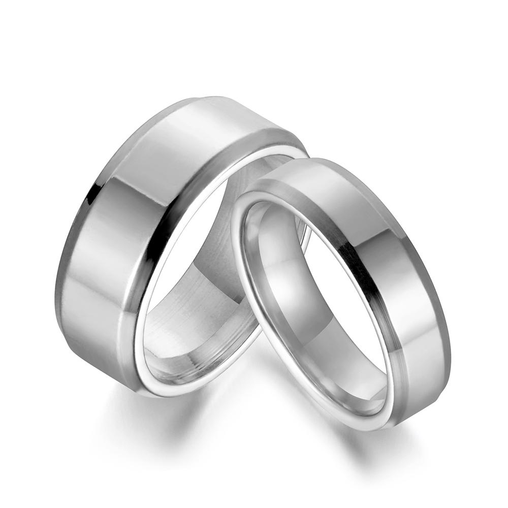 JeeMango Fashion Stainless Steel Glossy Rings For Women Men Simple Couple Titanium Steel Wedding Ring Jewelry Anneau JR18114