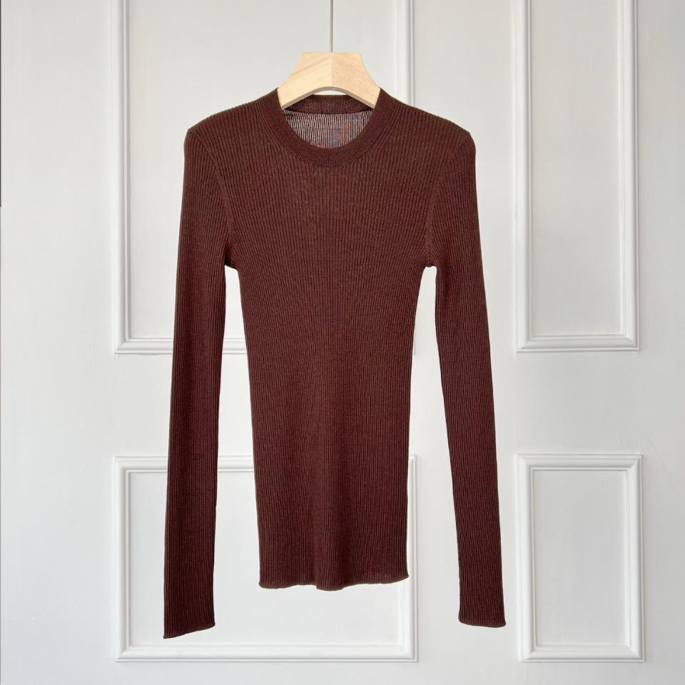 Cindy Slim Ribbed Knit Merino Wool Sweater - Women's Long Sleeve