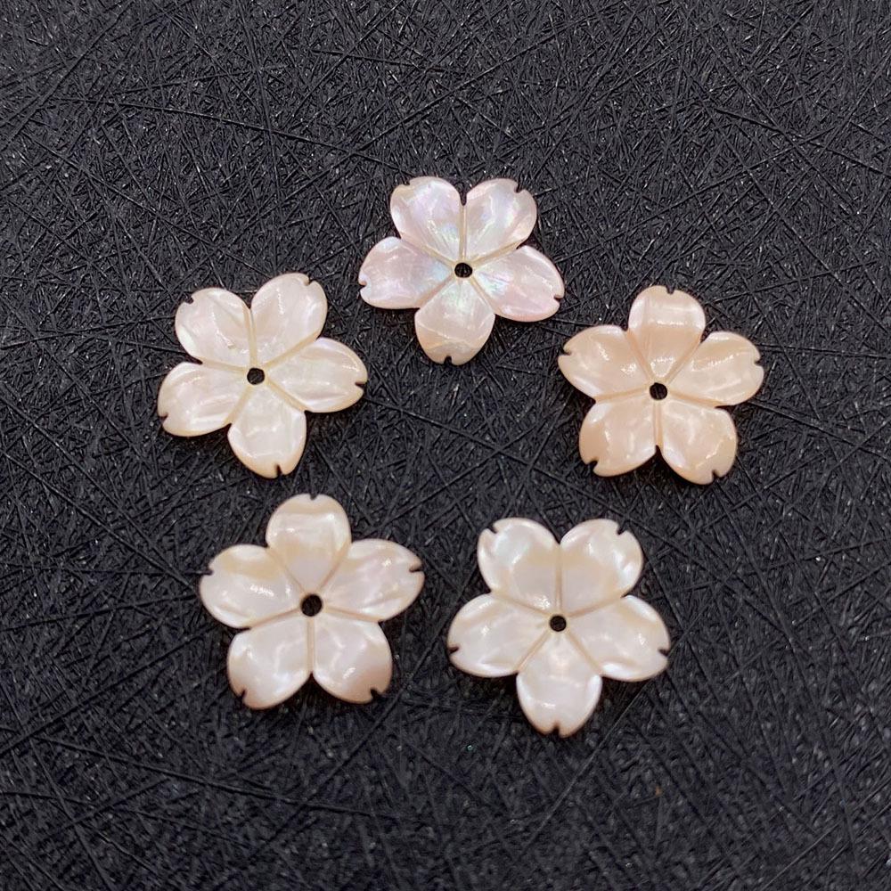 Natural Pink Shell Flower Shaped Beads - Polished Loose Beads for DIY Jewelry