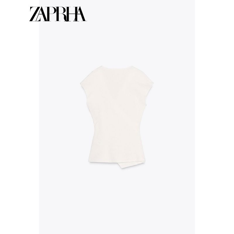 Zaprha2025 Summer New Unique Pin Decoration Texture Sleeveless Double Placket V-neck Shirts Top Women 3644177