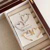 New Korea Trendy Cross Love Heart Stud Earrings for Women Charm Classic Wedding Bride Party Jewelry Accessories Gift