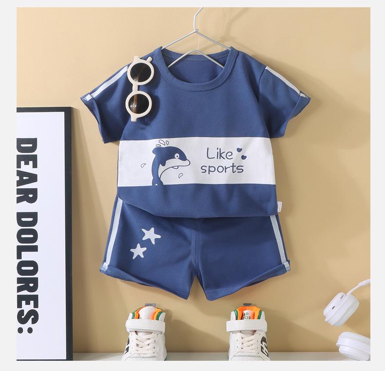Children's Short Sleeved Set, Thin Boys's and Girls's T-shirts, Shorts, Summer Children's Clothing