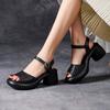 GKTINOO Echtes Leder Retro High Heels Sandalen Damenschuhe Schnallenriemen 2025 Neu Frühling Sommer Keile Damen Plateausandalen