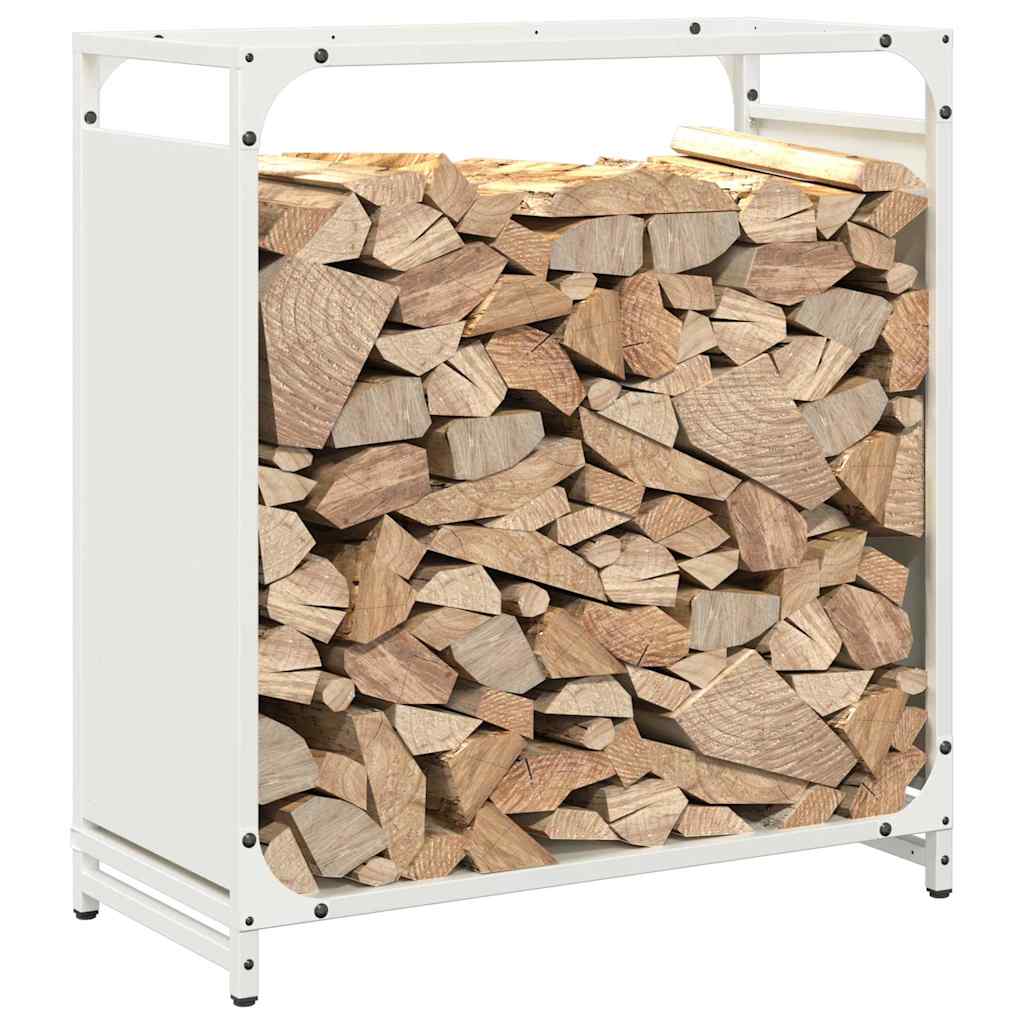 Firewood Rack White 60x28x65 cm Cold Rolled Steel