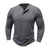 Men's Solid Color Long Sleeved Lapel T-shirt Top, Men's Loose Shirt