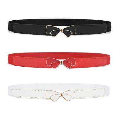 Bowknot Lengthened Leather Belt Dress Accessories Belt All-match Elastic Elastic Thin Section