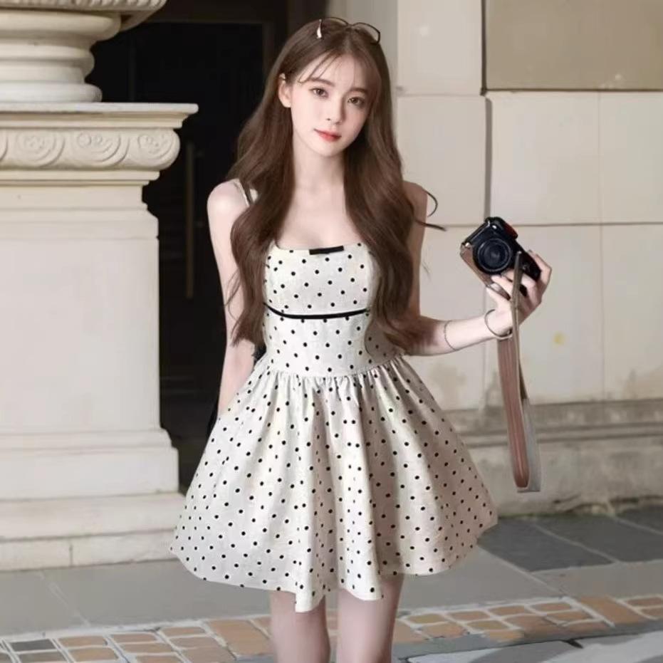 Polka dot suspender dress female sexy bow birthday party small gift dress socialite rich family daughter vest skirt