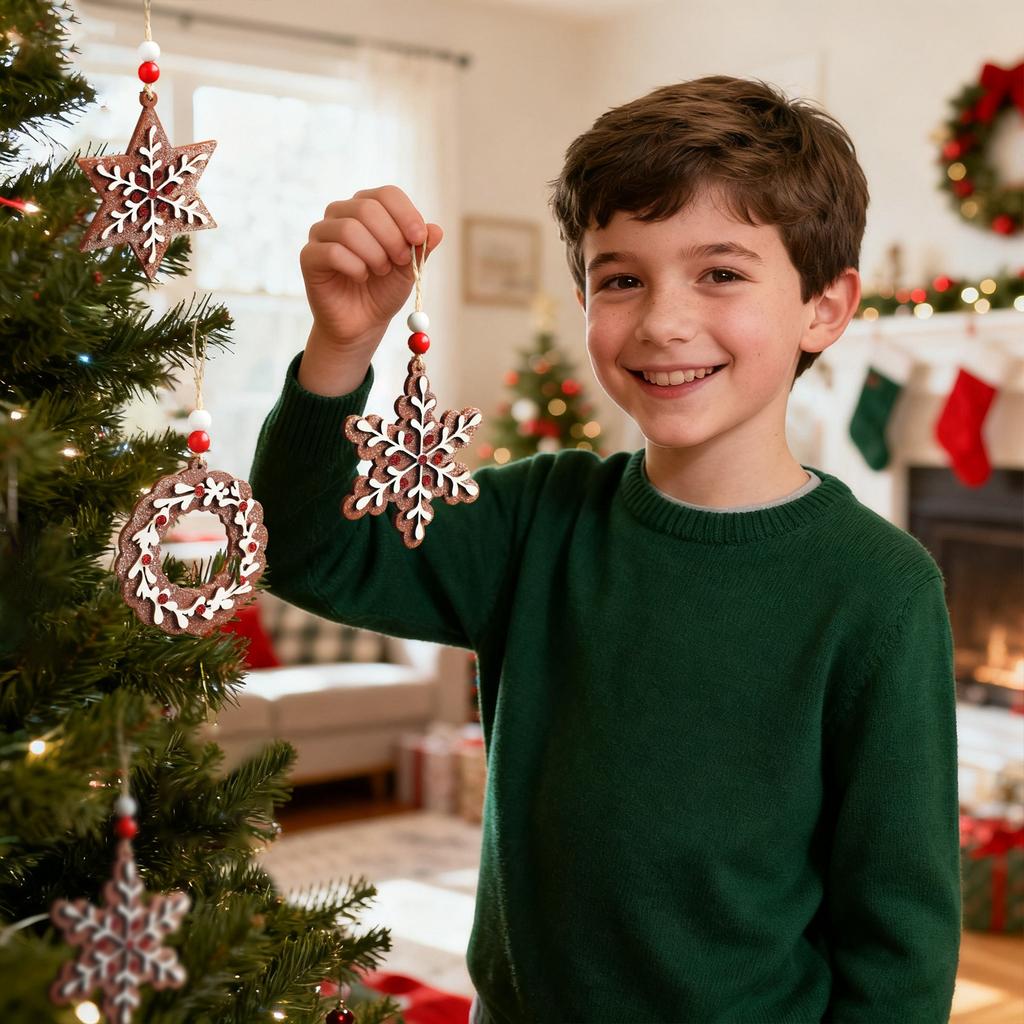 Wooden Gingerbread Pendants, Christmas Tree Decoration Pendants, Snowflake  Pendants, Atmosphere Decoration Items