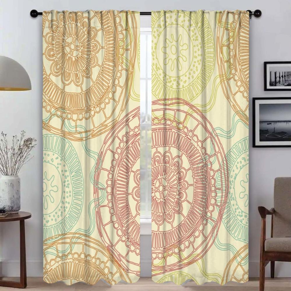 Anti-mosquito Curtains for Living Room Bohemian Style Home Interior Curtains 2 Pieces Partition Tulle for Bedroom Window Curtain