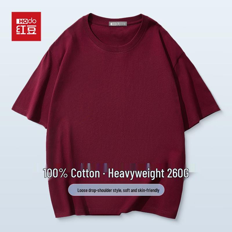 Hodo Men's Heavyweight 100% Cotton Round Neck Short-Sleeve T-Shirt
