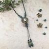 New Forest handmade ceramic necklace, women's retro versatile sweater chain simple long accessories pendant