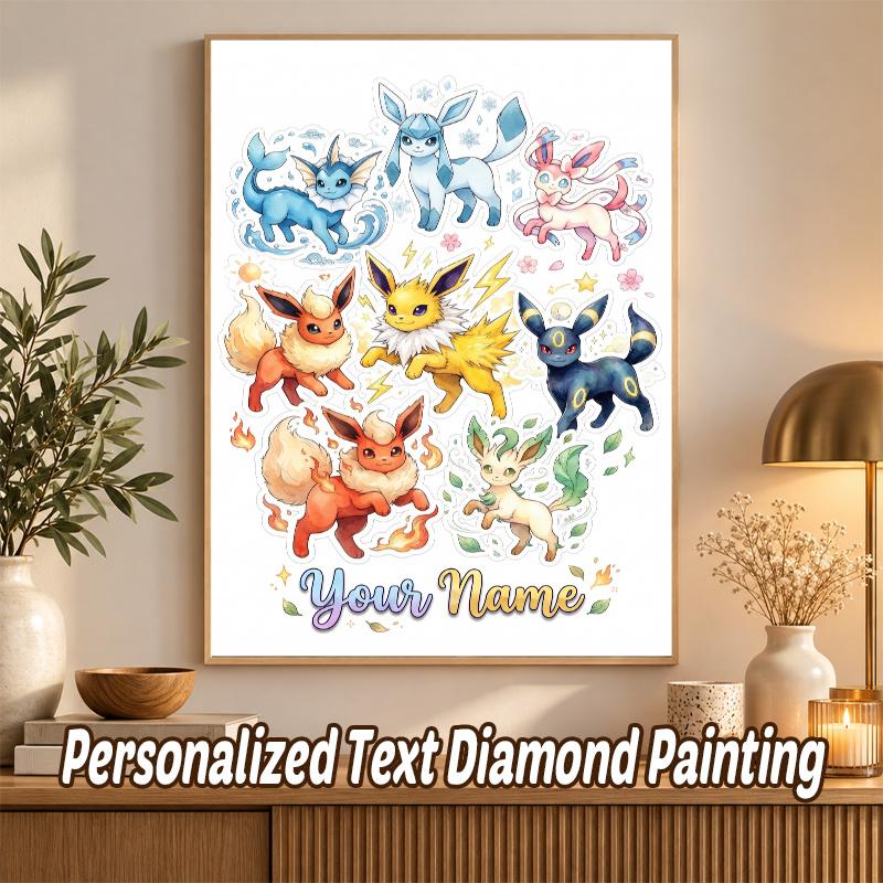 Eevee Evolutions Custom Name Diamond Painting Personalized 5D Full Drill DIY Diamond Art Home Decor