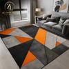 Modern Geometric Area Rug Orange Grey Triangle Block Print Soft Non Slip Carpet for Living Room Bedroom Decor