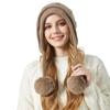 Women's Winter Thick Ear Protecting Three Hair Ball Rabbit Hair Knitted Hat Outdoor Riding Warm Hat
