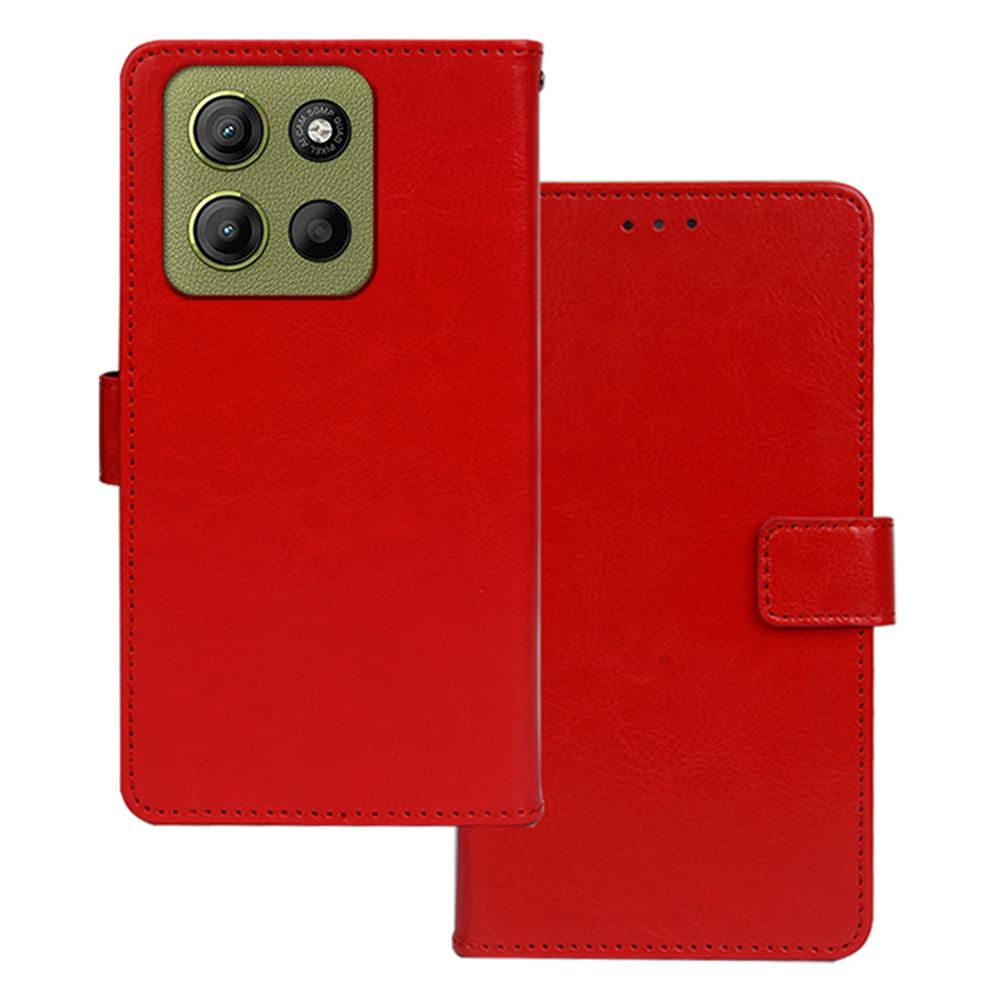 IDEWEI For Motorola Moto G15 Power 4G Case Wallet Leather Phone Cover Crazy Horse Texture