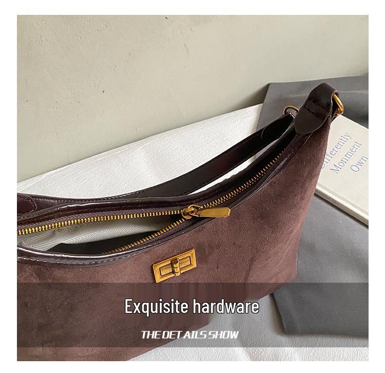 2025 Suede Retro Velvet Women's Crossbody Shoulder Bucket Bag - Large Capacity, Chain Strap, Autumn/Winter Collection