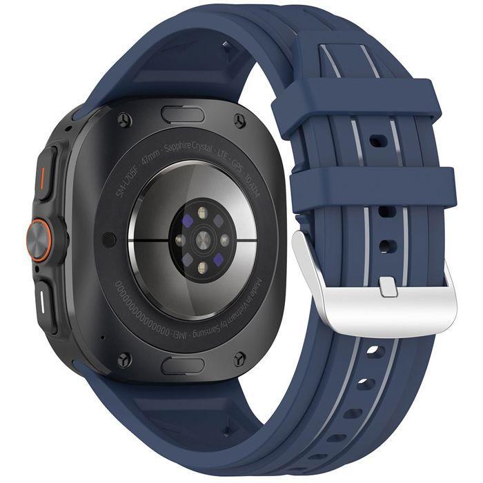 Bracelet pour Samsung Galaxy Watch Ultra 47mm - Boucle Classique Ajustable Silicone Souple - Bleu Marine