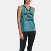 Under Armour Buchstaben-Print Rundhals Ärmelloses Sport-Tanktop Damen Tops Gletscherblau 1377459-433