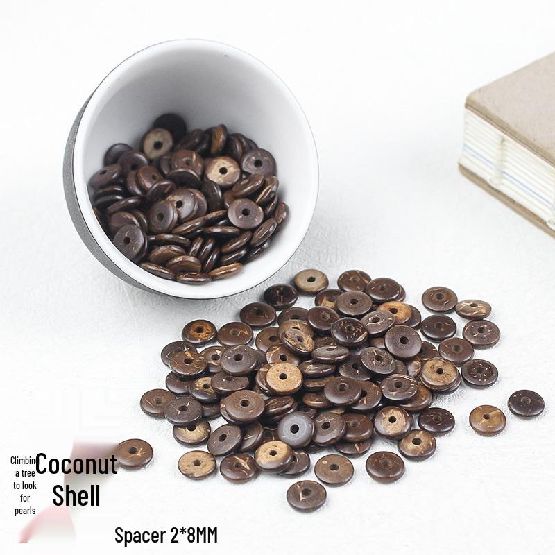 

Хайнаньские натуральные кокосовые ракушки 2x8 мм разделительные дисковые бусины для самостоятельного изготовления тибетских буддийских четок-браслетов
