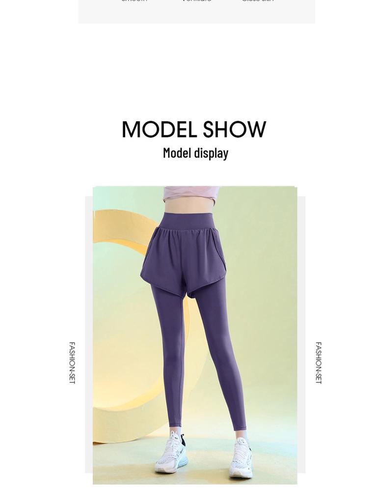 High-Waisted Fleece-Lined Yoga Pants for Women - Faux Two-Piece, Butt-Lifting, Slim Fit, Perfect for Autumn and Winter Fitness & Running