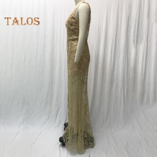 Rochie de seară pentru femei, cu decolteu în V adânc, slim fit, fără mâneci, fără mâneci, cu paiete strălucitoare, tiv cu coadă de pește, până la podea, rochie maxi pentru petrecerea de bal.