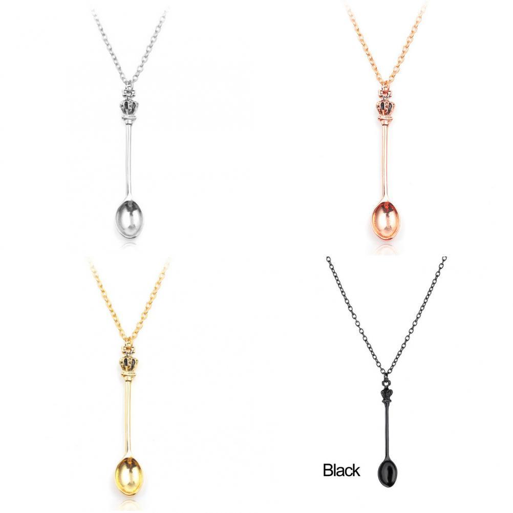 Alice In Wonderland Crown Mini Tea Spoon Necklace With Alloy Pendant For Women And Men