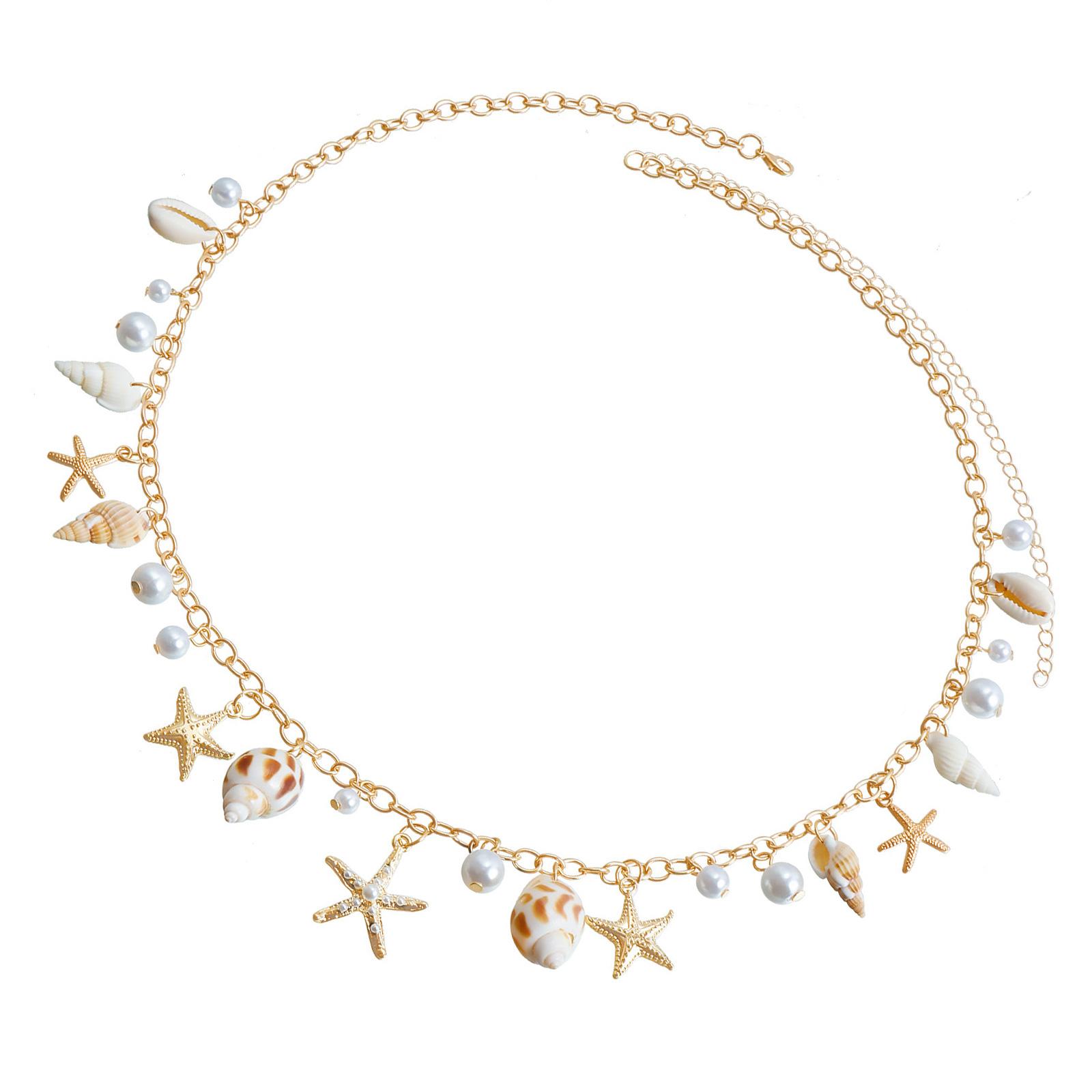 

Богемная летняя пляжная цепочка-ракушка с декоративным украшением на талию для женщин с морскими акцентами и регулируемой длиной A